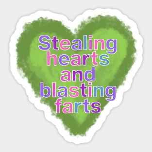 Stealing Hearts and Blasting Farts-Colorful Letters Sticker